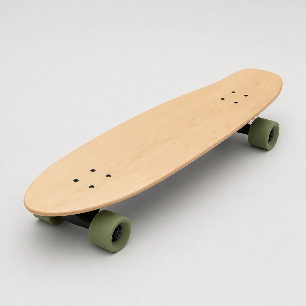 Minority cruiser skateboard on a city sidewalk